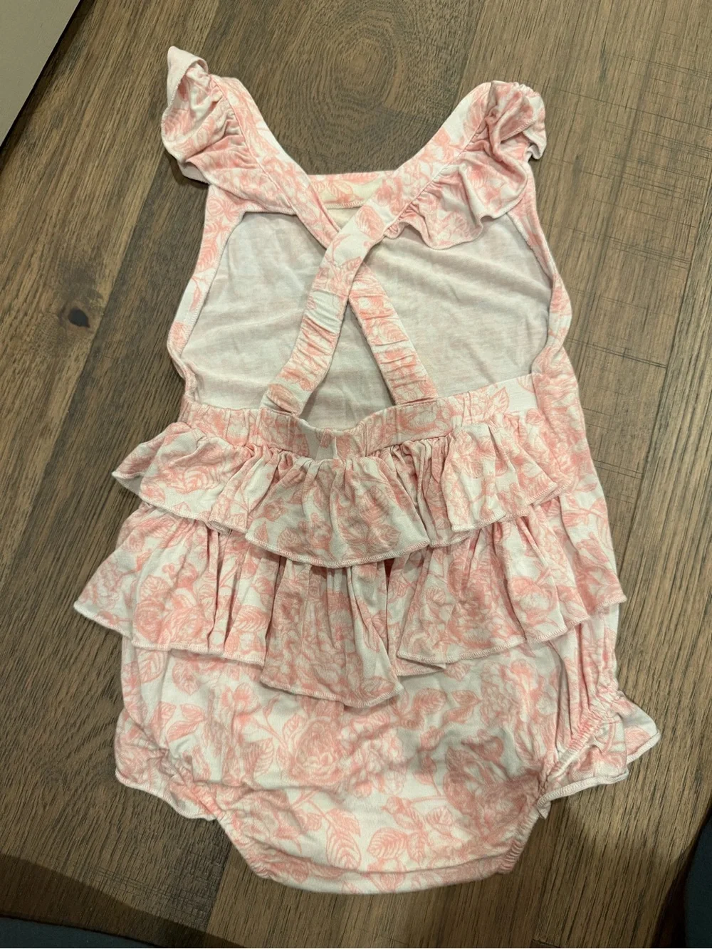 Posh Peanut Girls Floral Pink & White One-Piece Romper